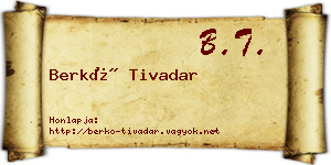 Berkó Tivadar névjegykártya